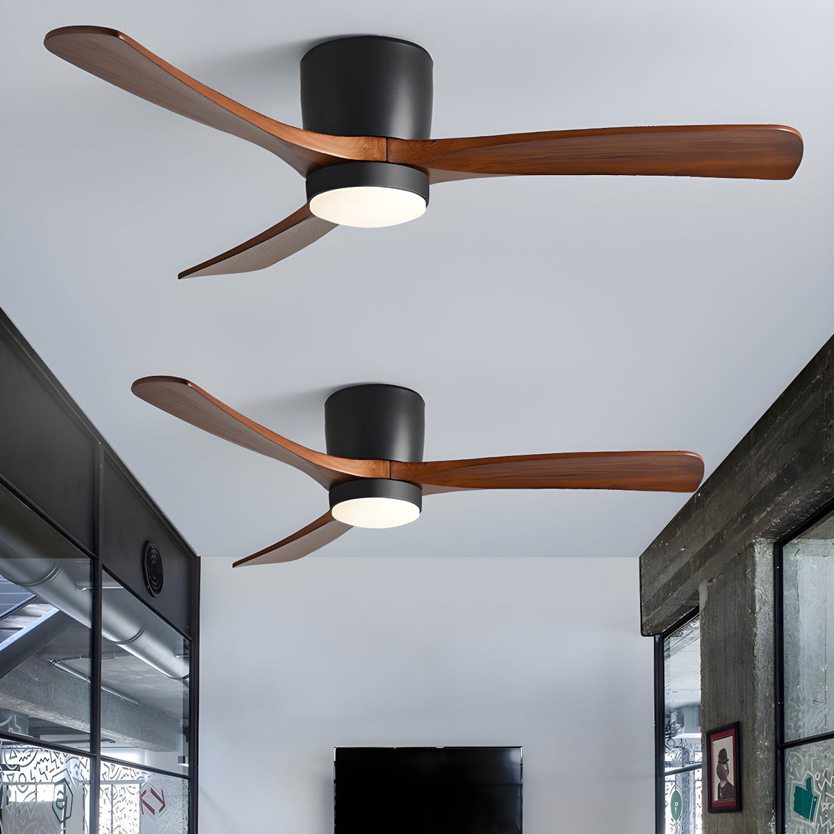Everwood Nordic Wood Ceiling Fan Light 42 and 48 Inch LED Fixture