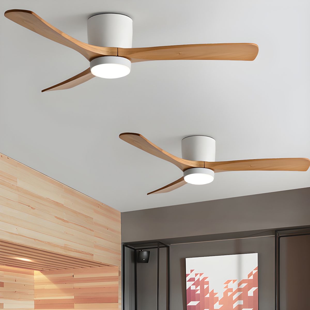 Lampa sufitowa z wentylatorem Everwood Nordic Wood 42 i 48 cali z oświetleniem LED | Lersk