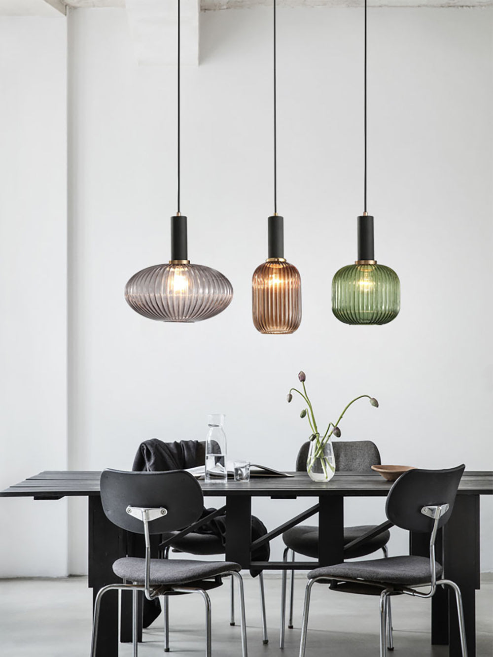 Nordic Fluted Glass Pendant Lamp for Modern Interiors | Lersk