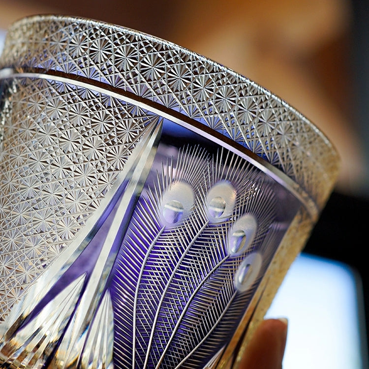 Miyori Handcrafted Violet Peacock Whisky Glass With Wooden Box | Lersk