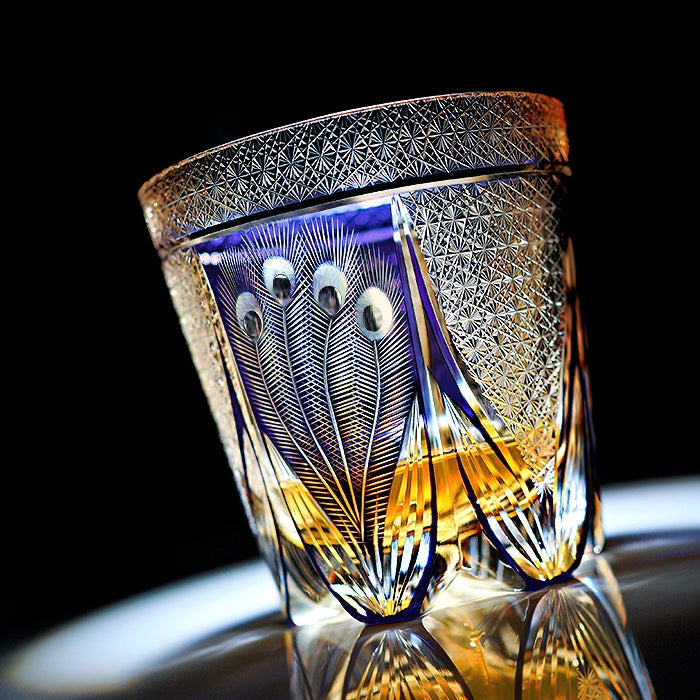 Miyori Handcrafted Violet Peacock Whisky Glass With Wooden Box | Lersk