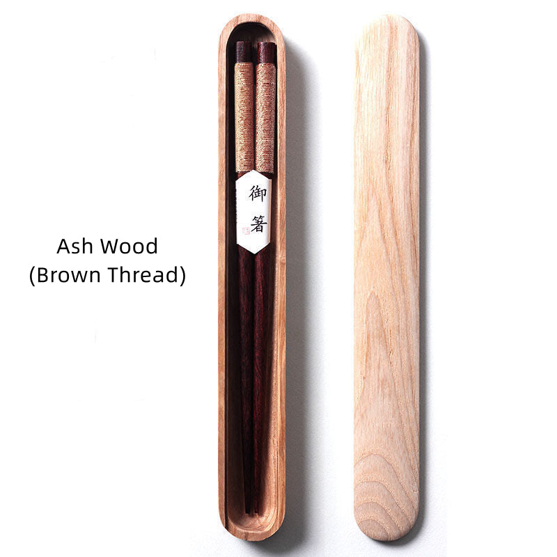 Nova Black Walnut Chopsticks In Wooden Box With Decorative Thread | Lersk