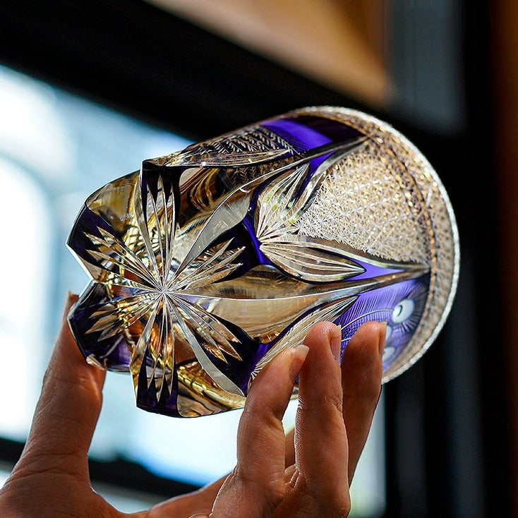 Miyori Handcrafted Violet Peacock Whisky Glass With Wooden Box | Lersk