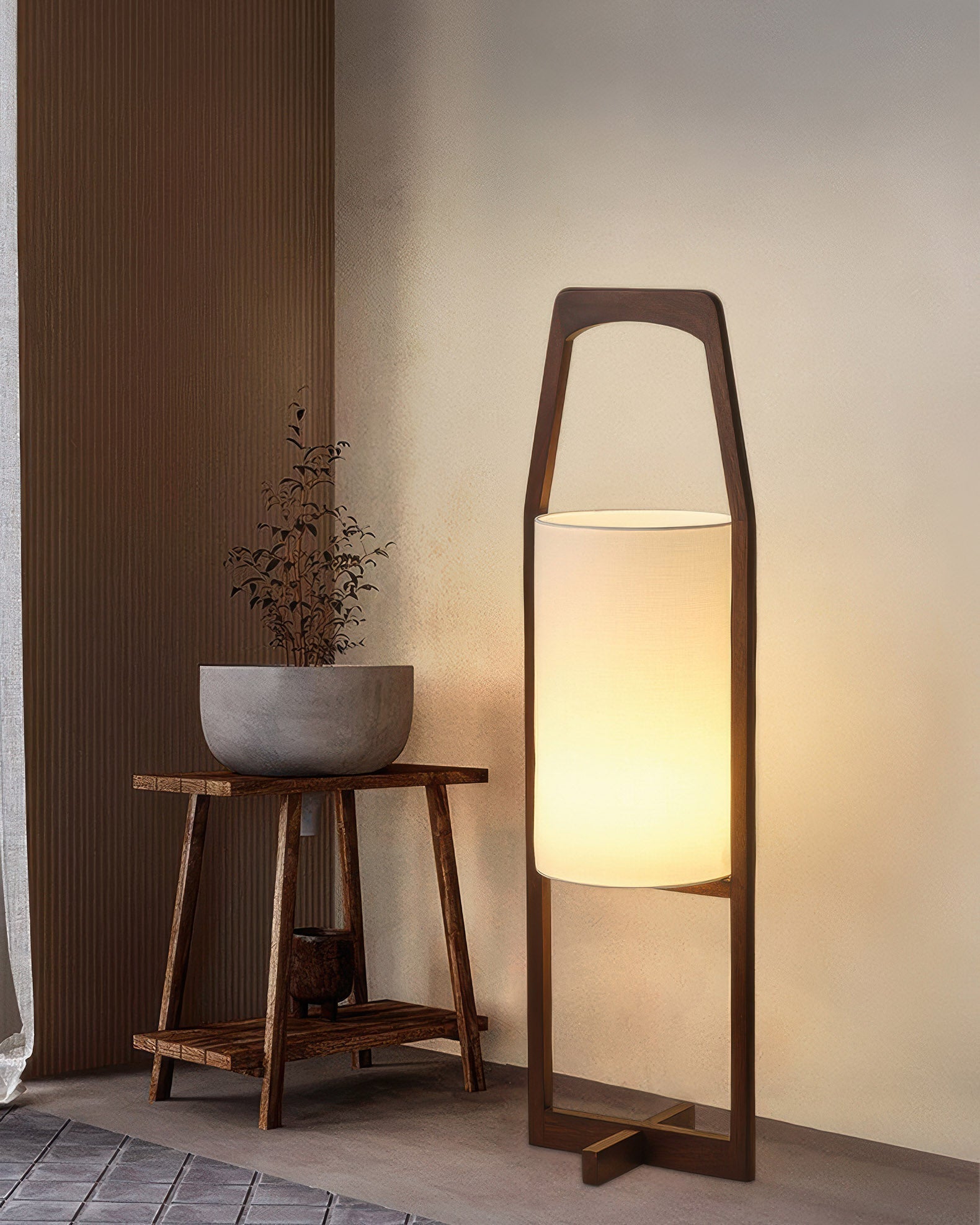 Lampadaire HikariZen bois japonais ambiance rétro zen