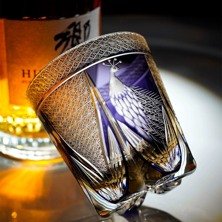 Miyori Handcrafted Violet Peacock Whisky Glass With Wooden Box | Lersk