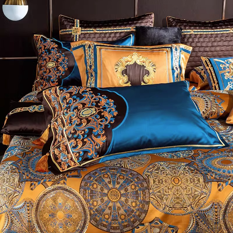 Jacquard-Satin-Bettwäsche mit bestickten Quasten | Lersk