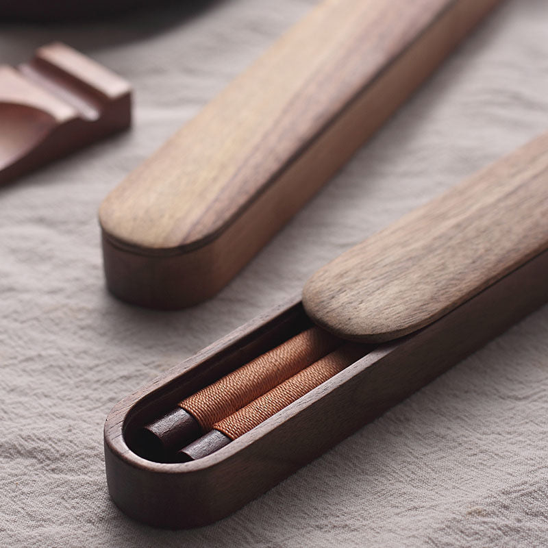 Nova Black Walnut Chopsticks In Wooden Box With Decorative Thread | Lersk