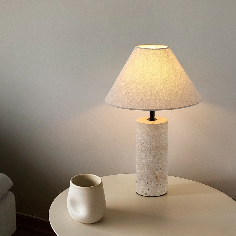 Marble And Linen Accent Table Lamp - Modern Decorative Light | Lersk