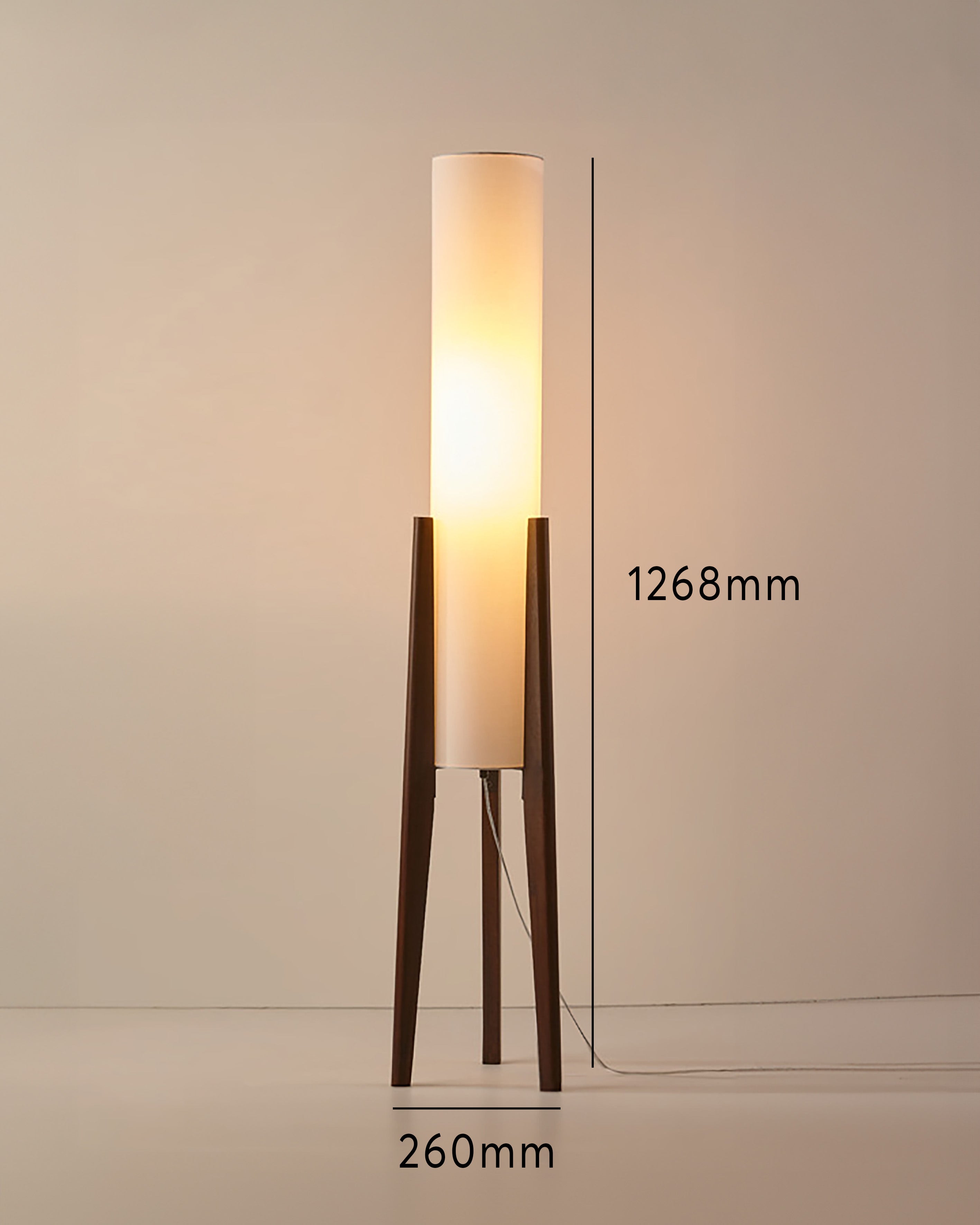 NovaOak Walnut Floor Lamp Solid Wood With Fabric Shade | Lersk