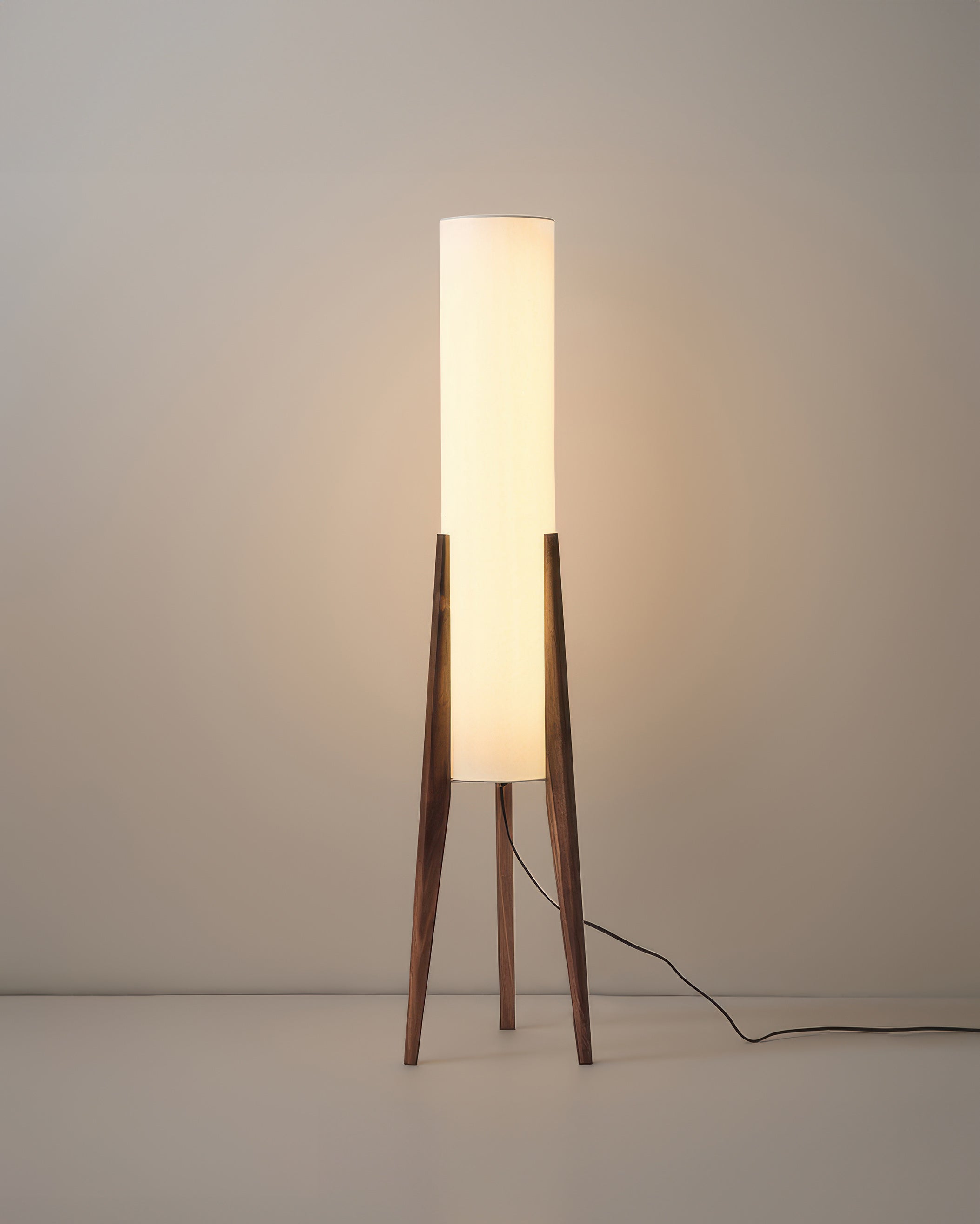 NovaOak Walnut Floor Lamp Solid Wood With Fabric Shade | Lersk
