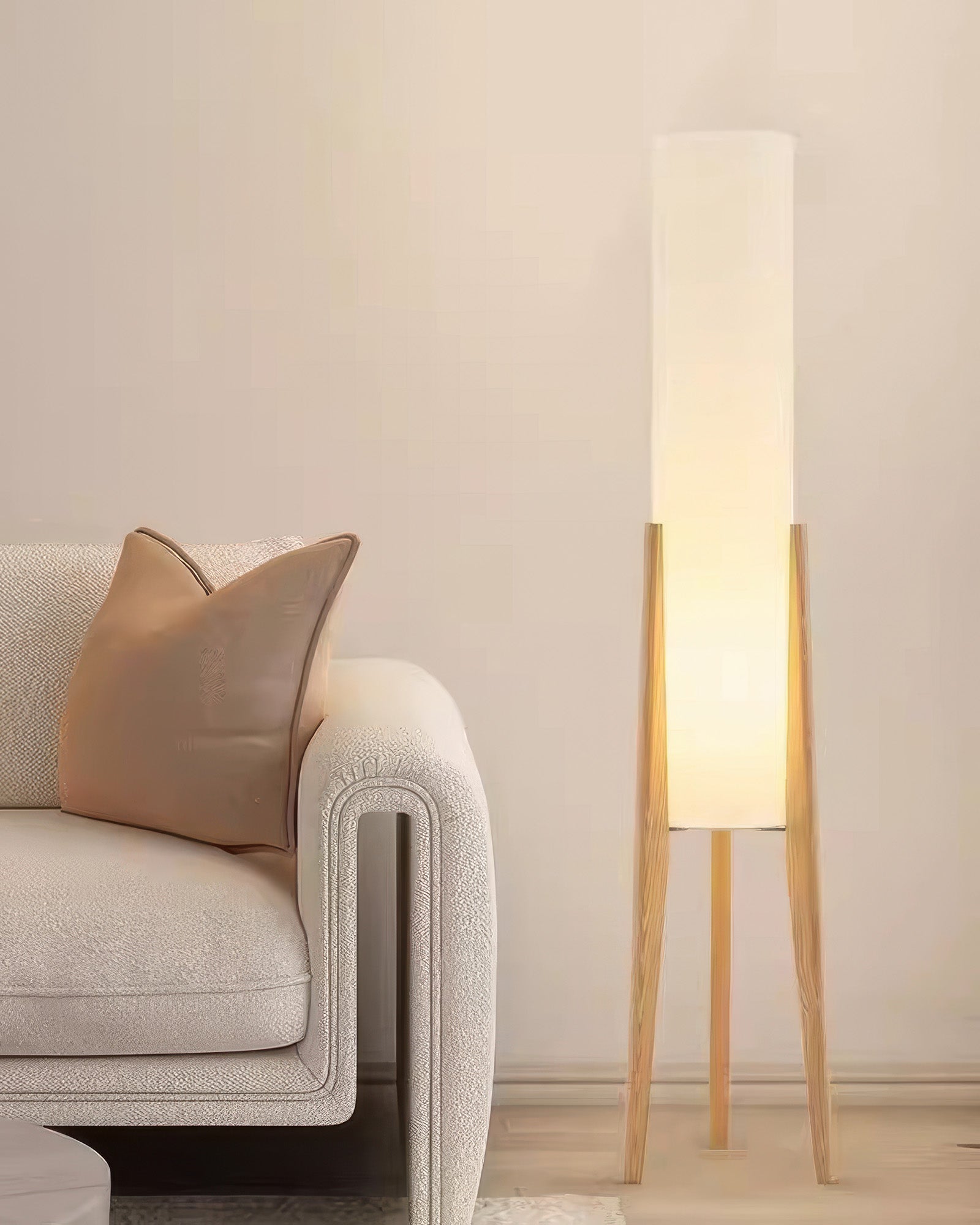 Liora Walnut Solid Wood Floor Lamp With Soft Fabric Shade | Lersk