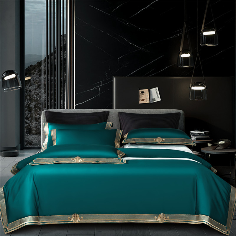 Egyptian Cotton Bedding Set With Embroidered Motif Border | Lersk