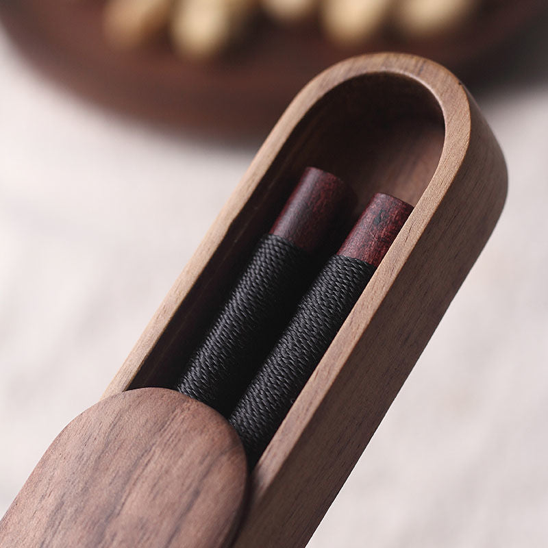 Virelle Black Walnut Chopsticks In Wooden Box With Thread | Lersk