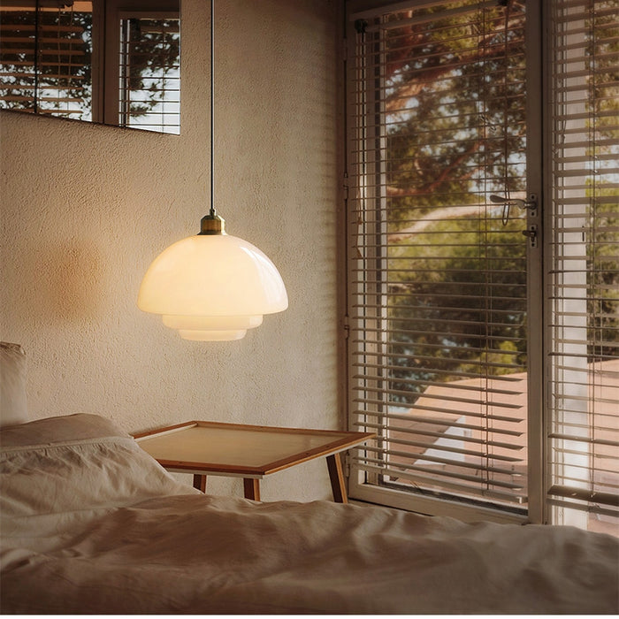 Astria Ivory Glass Pendant Light For Retro 1950s Interiors | Lersk