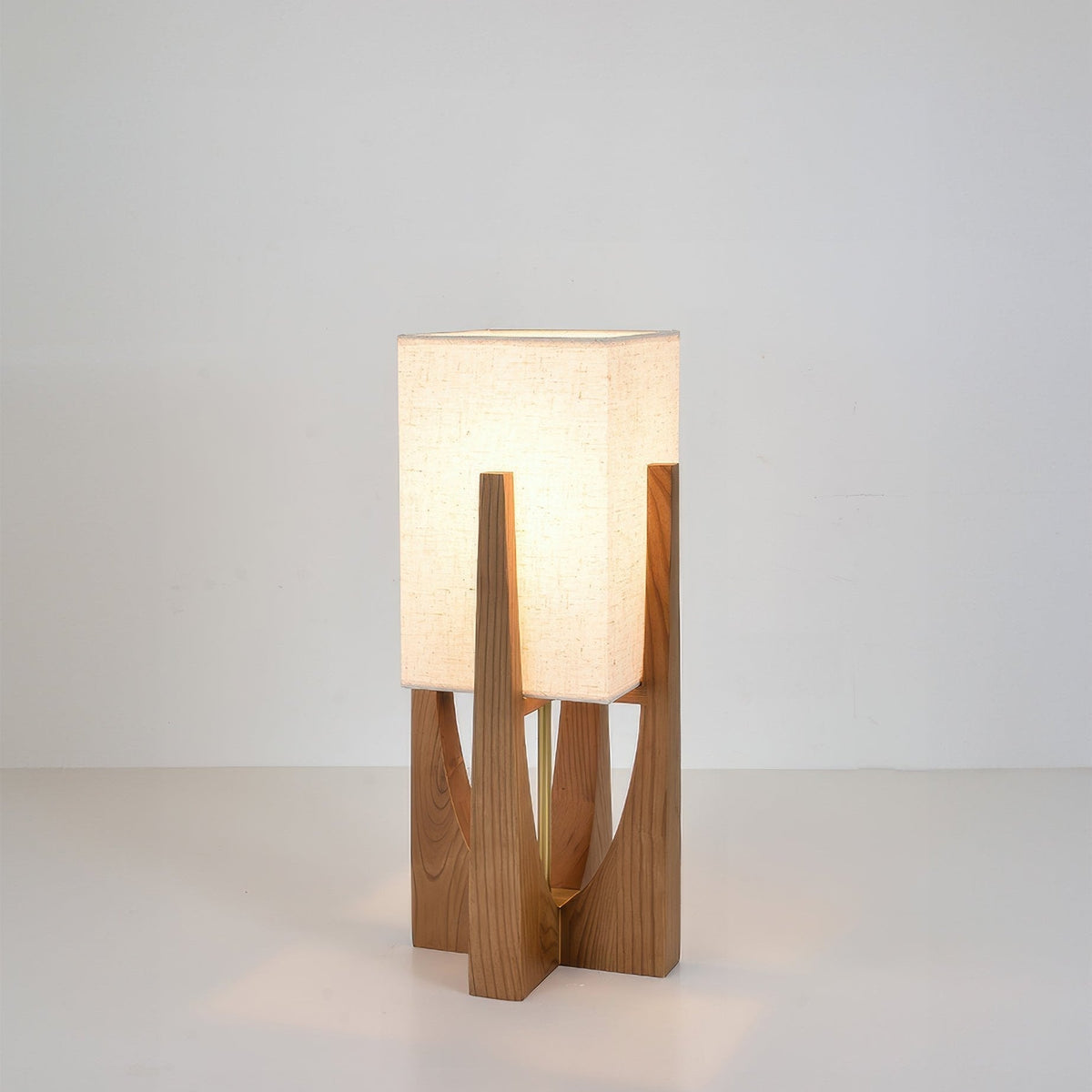 Caelum Solid Walnut Floor Lamp With Linen Shade for Living Rooms