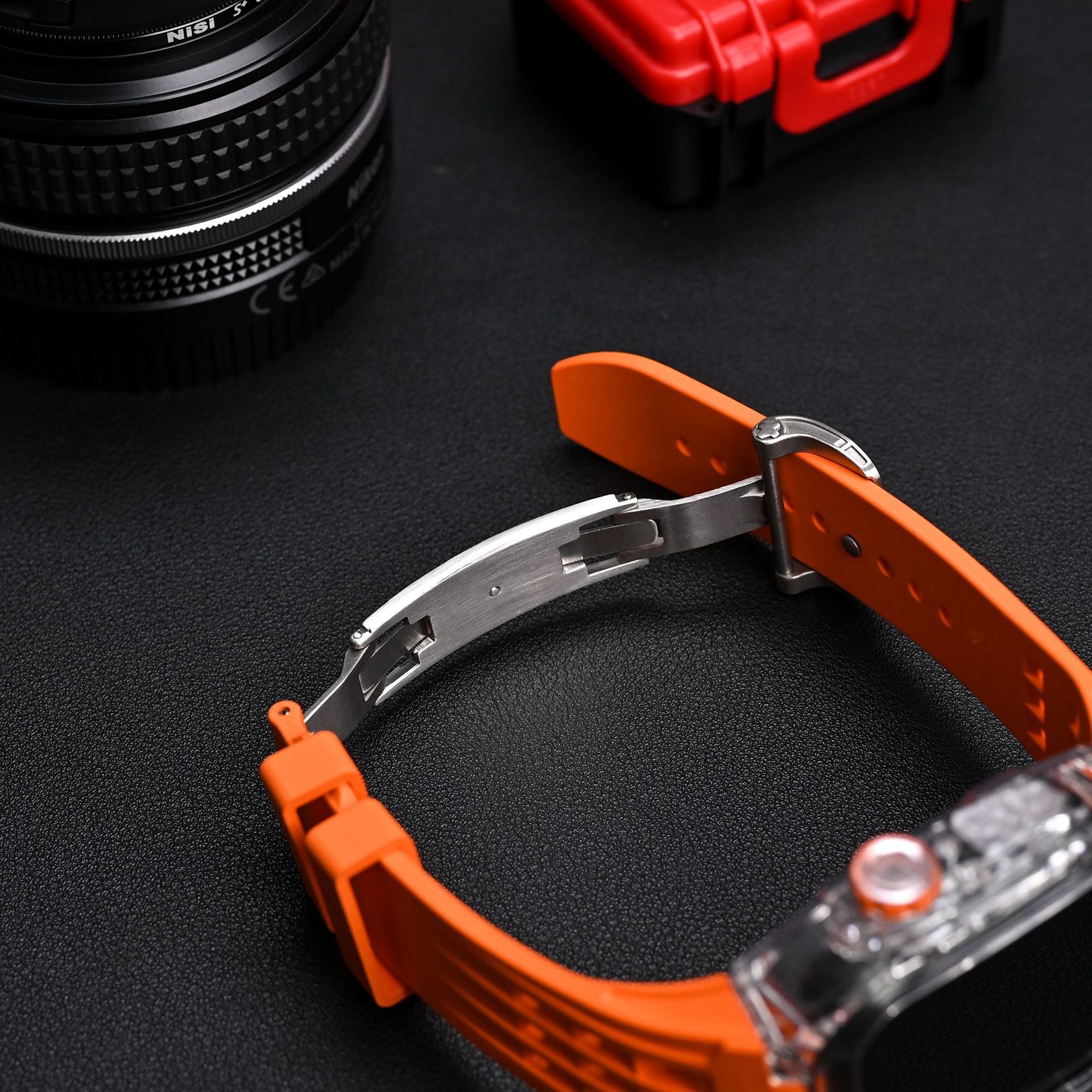 Série Korvel Glacier V30 | Kit de Retrofit com Caixa Transparente e Correia de Fluororubber para Apple Watch | Lersk