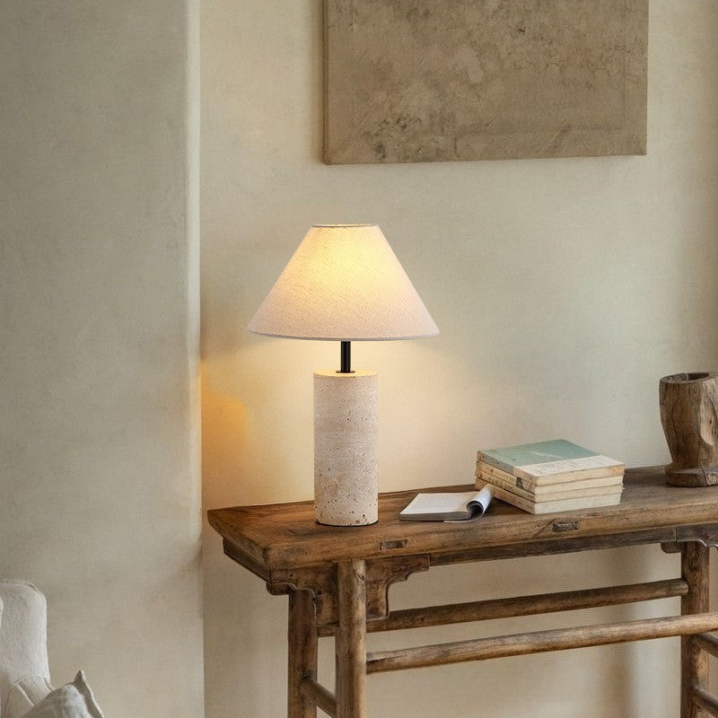 Marble And Linen Accent Table Lamp - Modern Decorative Light | Lersk