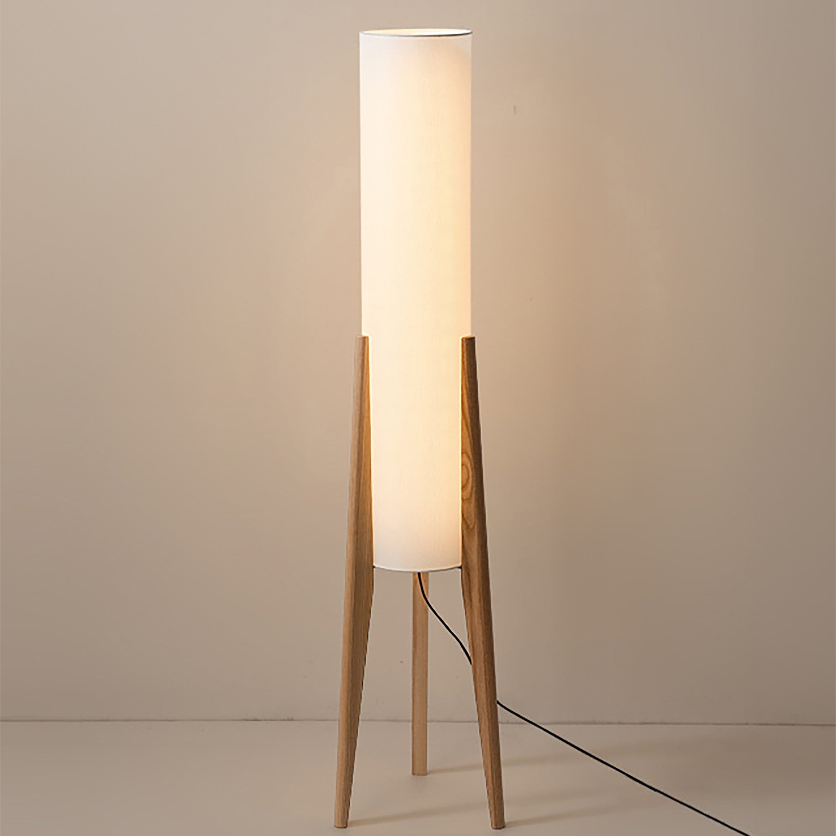 Liora Walnut Solid Wood Floor Lamp With Soft Fabric Shade | Lersk