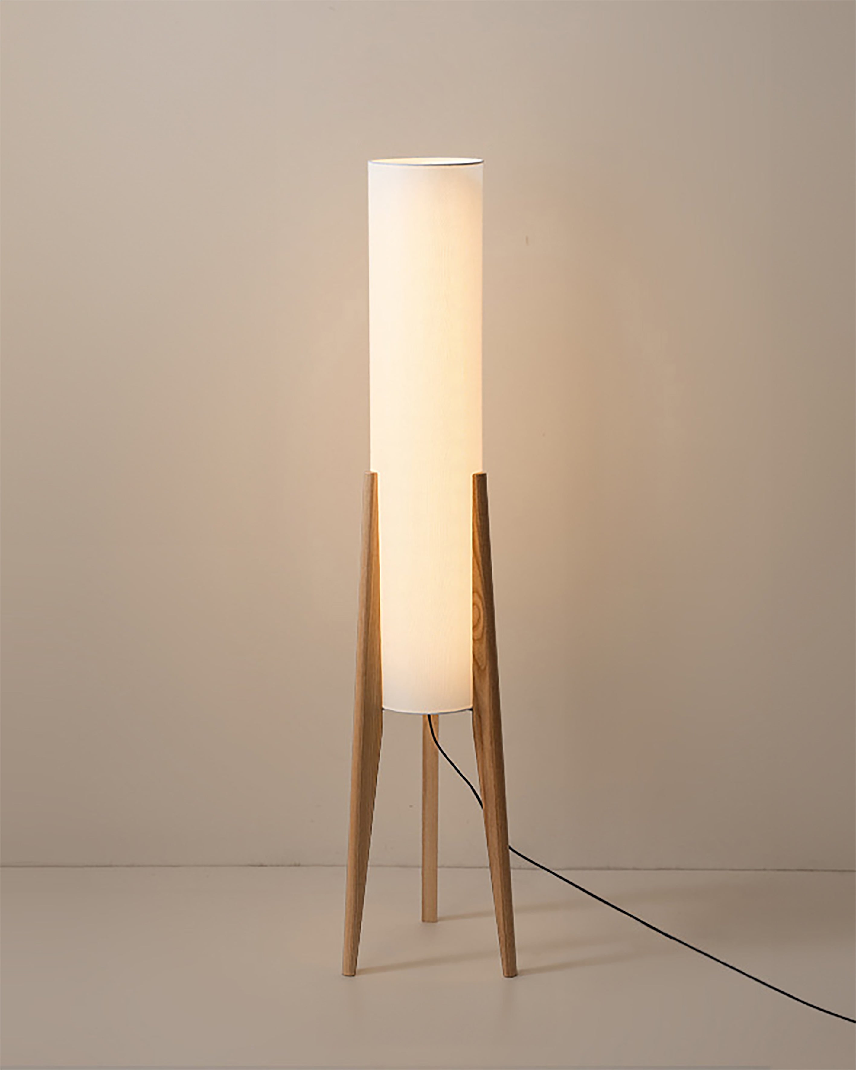 NovaOak Walnut Floor Lamp Solid Wood With Fabric Shade | Lersk