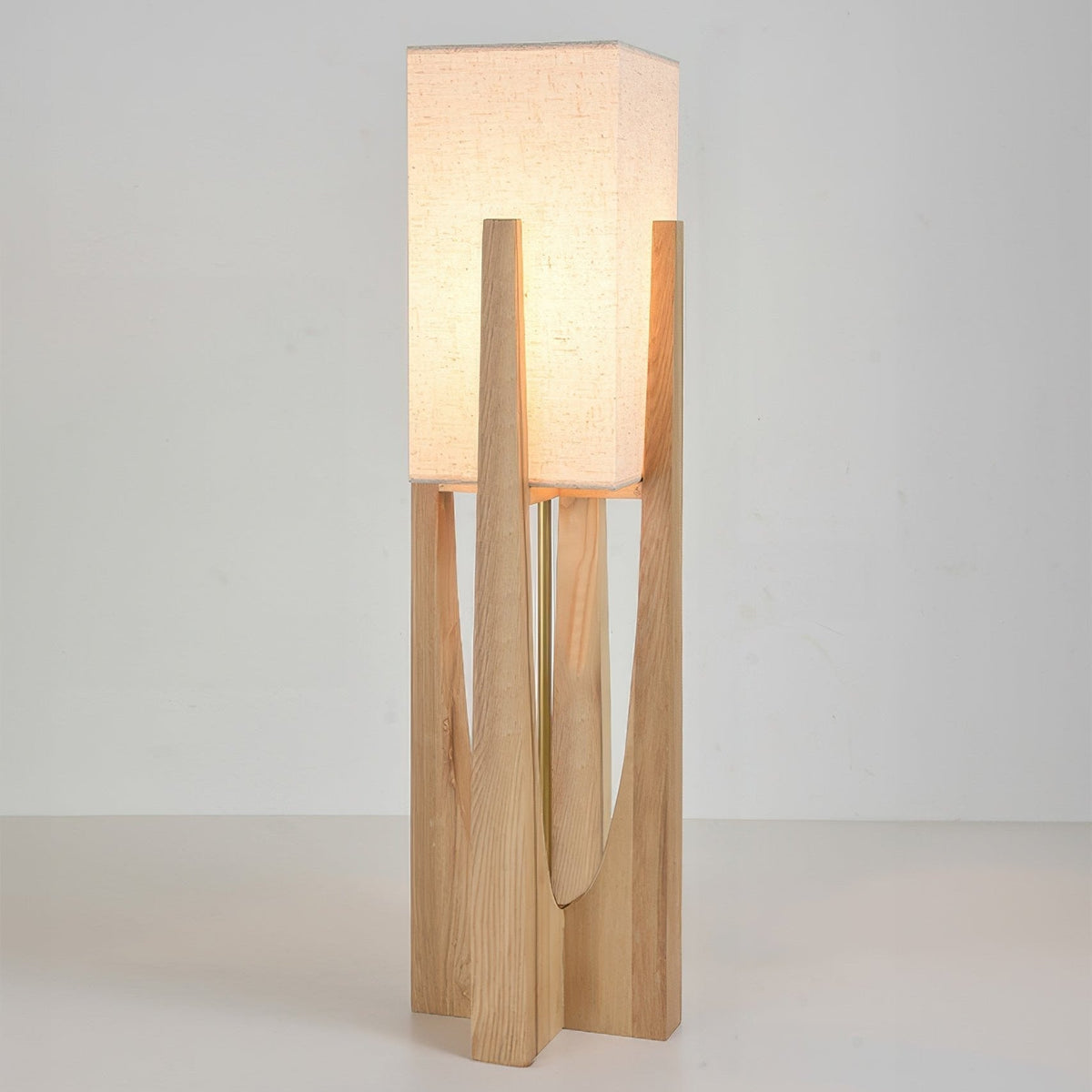 Caelum Solid Walnut Floor Lamp With Linen Shade for Living Rooms