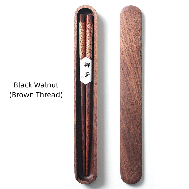 Nova Black Walnut Chopsticks In Wooden Box With Decorative Thread | Lersk