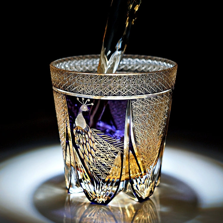 Miyori Handcrafted Violet Peacock Whisky Glass With Wooden Box | Lersk