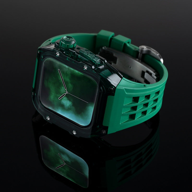 Velora V30 Glacier | Fluoro Rubber Band & Black Case Retrofit Kit For Apple Watch | Lersk