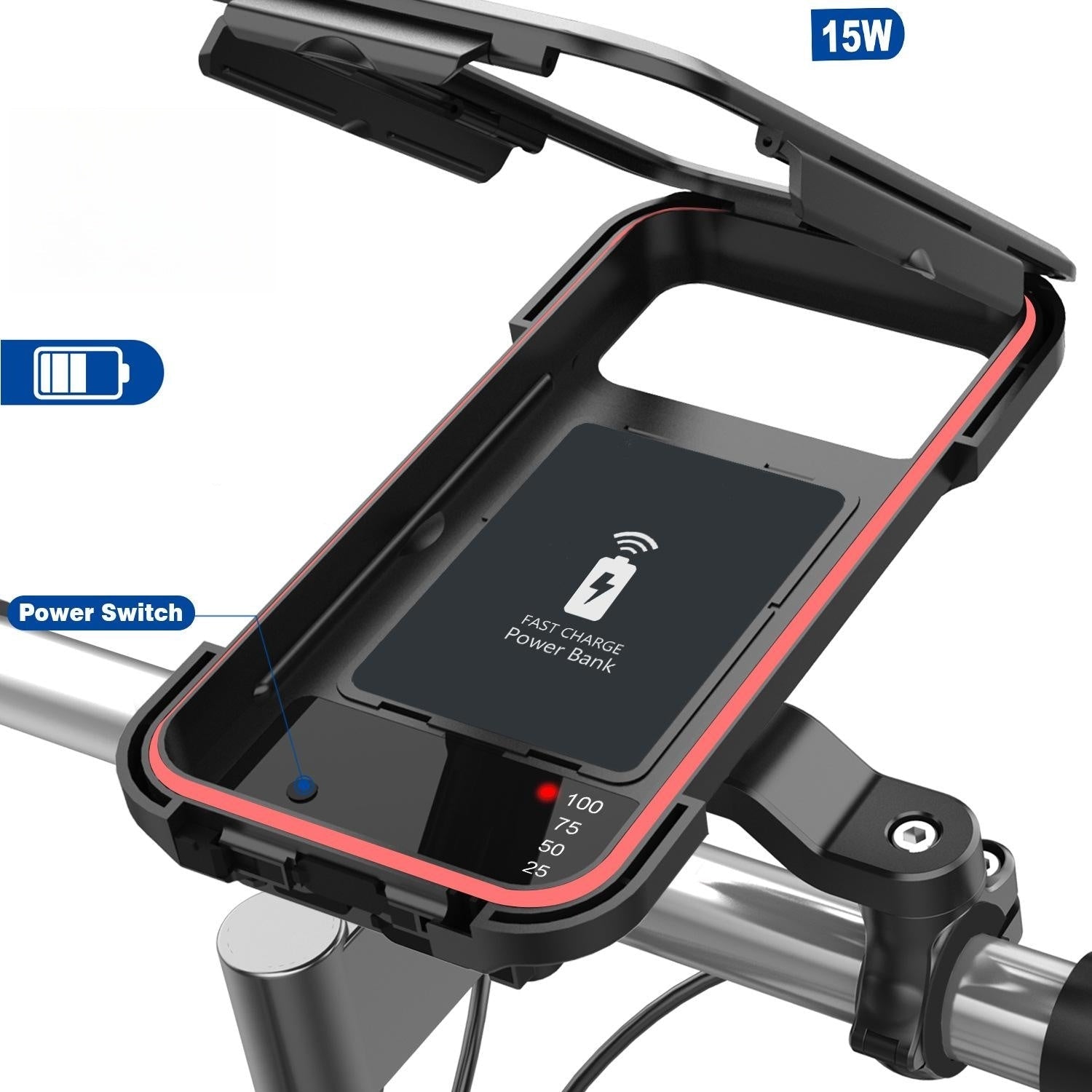 15W Power Bank Waterproof Bike Handlebar Phone Mount | Lersk