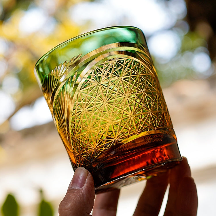 MiyuCraft | Ręcznie wykonana szklanka do whisky z piórem żurawia w drewnianym pudełku | Lersk