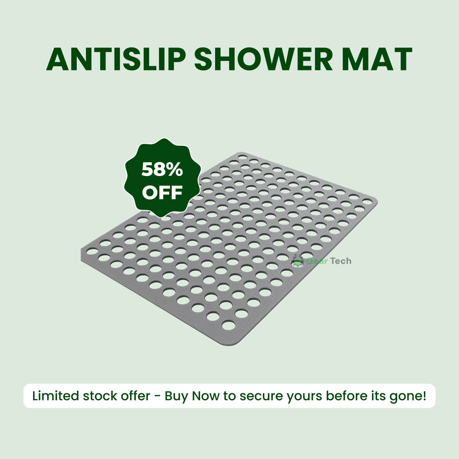 HydraSafe Non-Slip Shower Mat, Hygienic, Mold-Resistant | Lersk