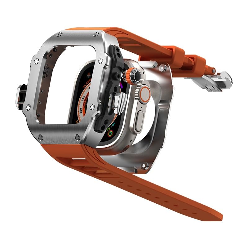 Ravelle Series | Fluororubber Band & Stainless Steel Case for Apple Watch Ultra | Lersk