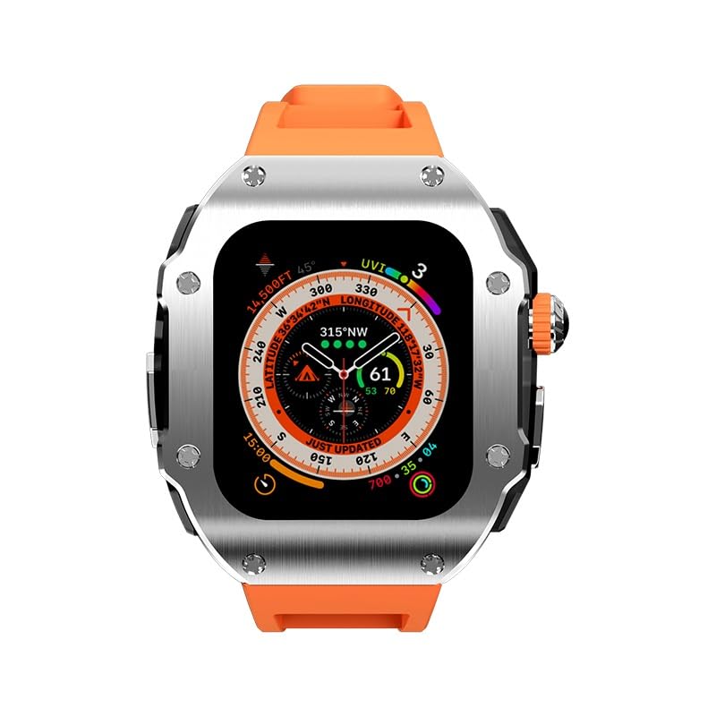 Ravelle Series | Fluororubber Band & Stainless Steel Case for Apple Watch Ultra | Lersk