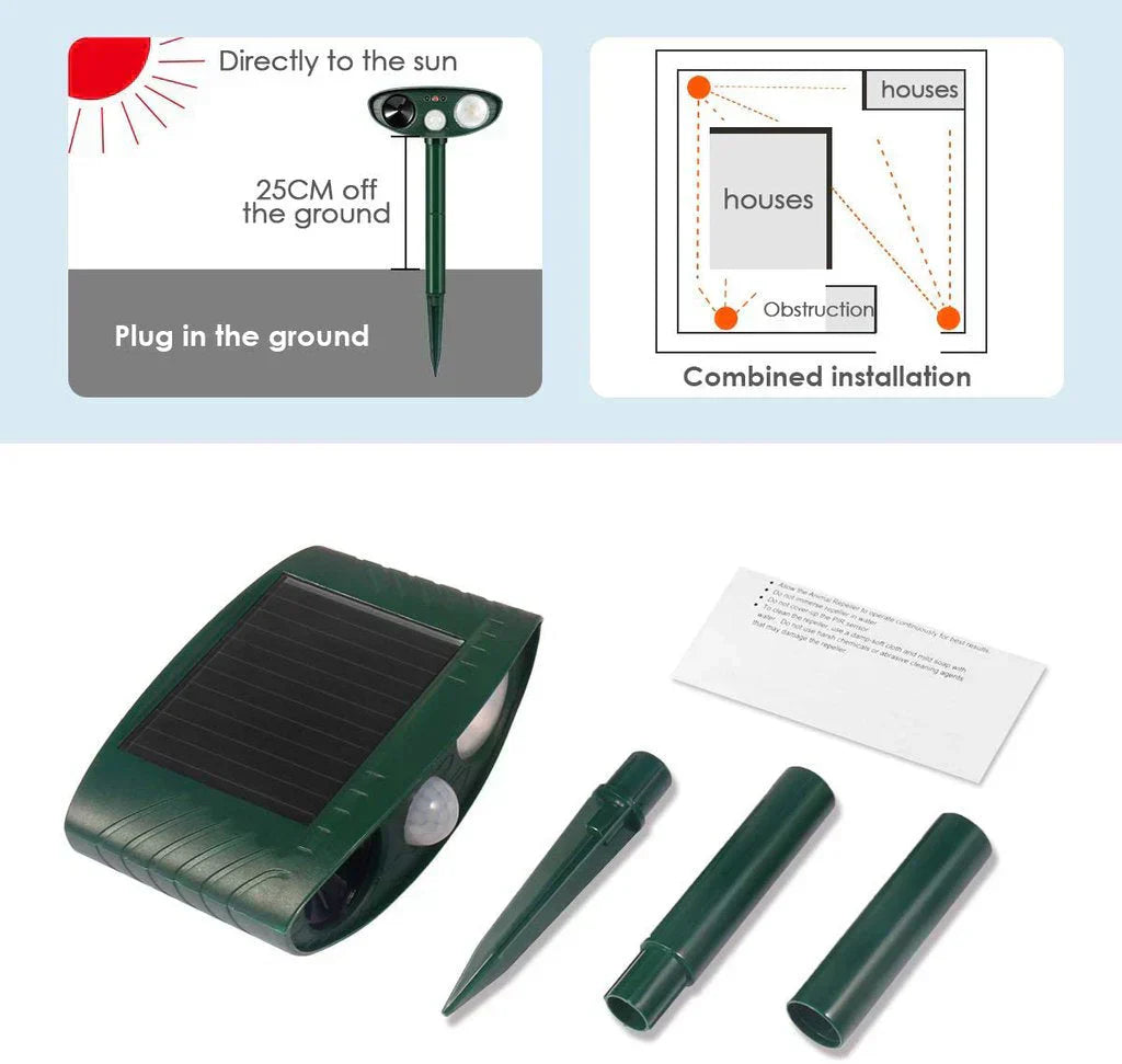 GardenGuard Solar Ultrasonic Rabbit Deterrent With Flashing Light | Lersk