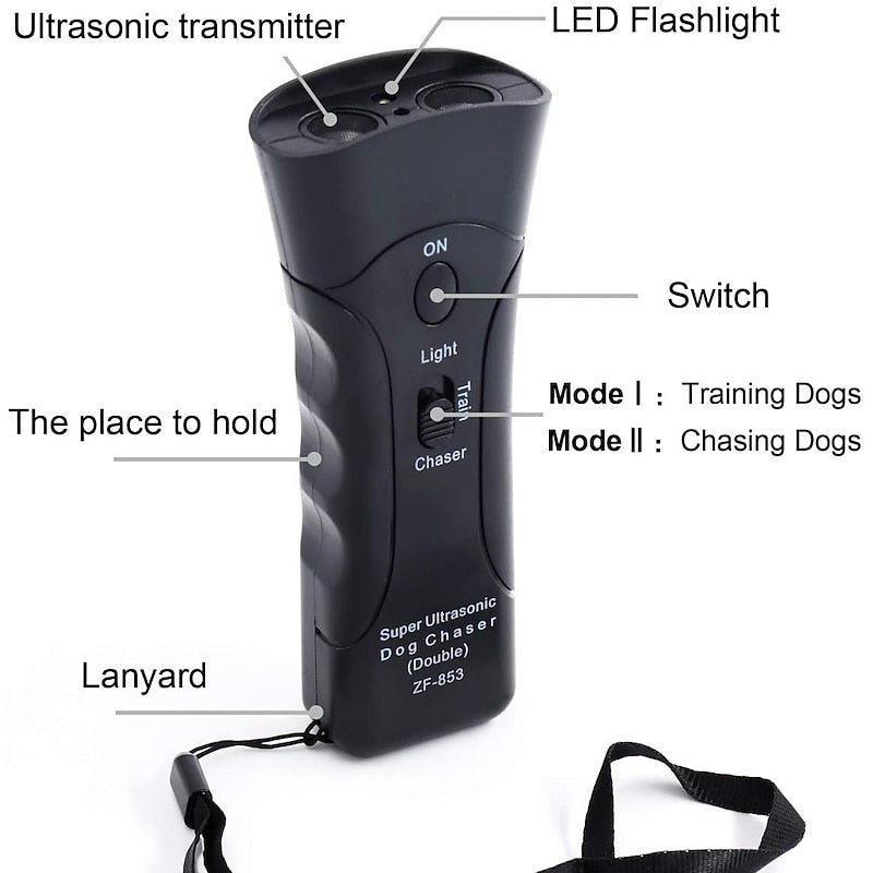 ZenPaw Ultrasonic Bark Trainer With LED Flashlight For Safe Handling | Lersk