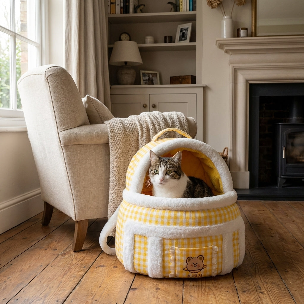 Plush Cat Carrier Bag With Dome Opening And Fleece Lining M And L Sizes | Lersk