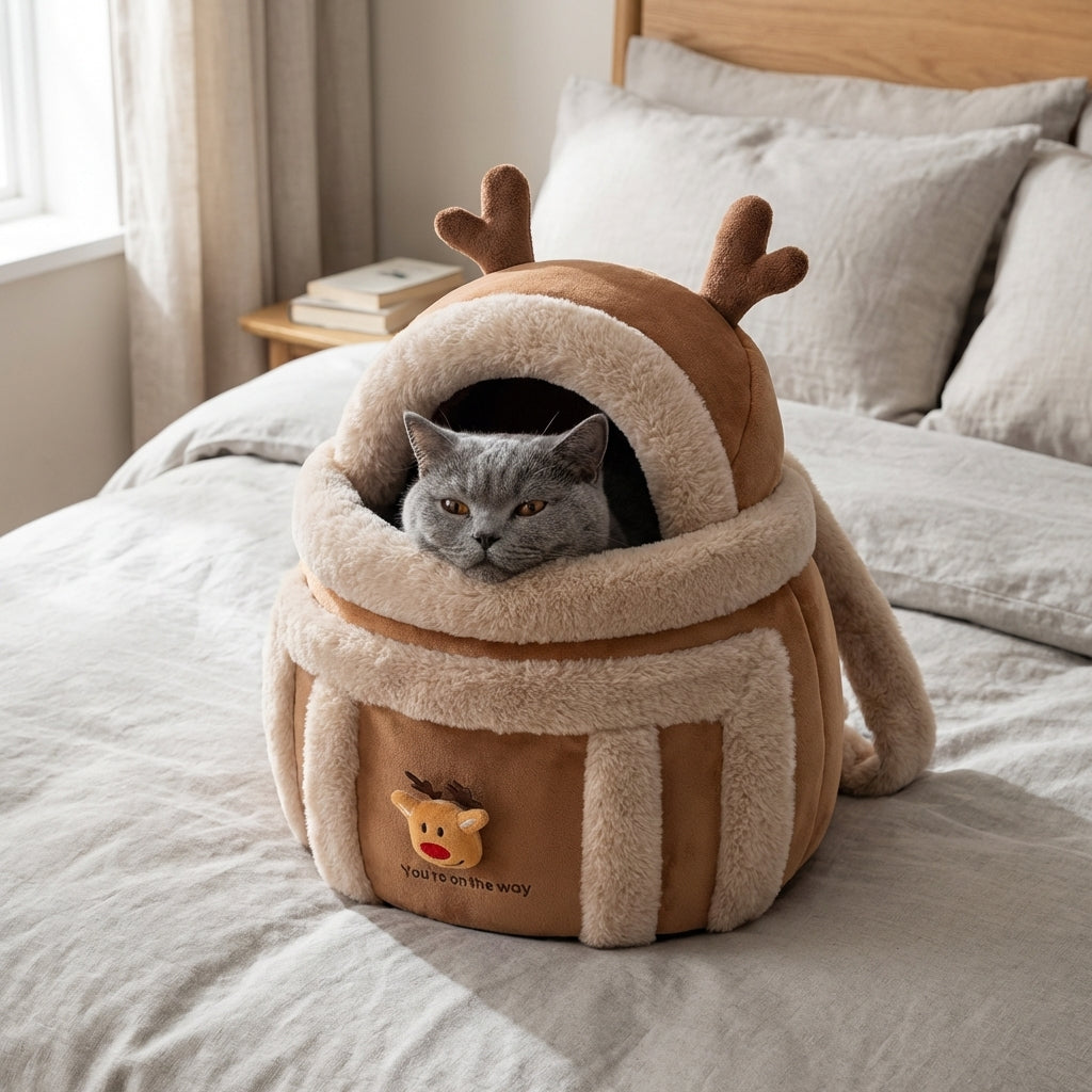 Plush Cat Carrier Bag With Dome Opening And Fleece Lining M And L Sizes | Lersk