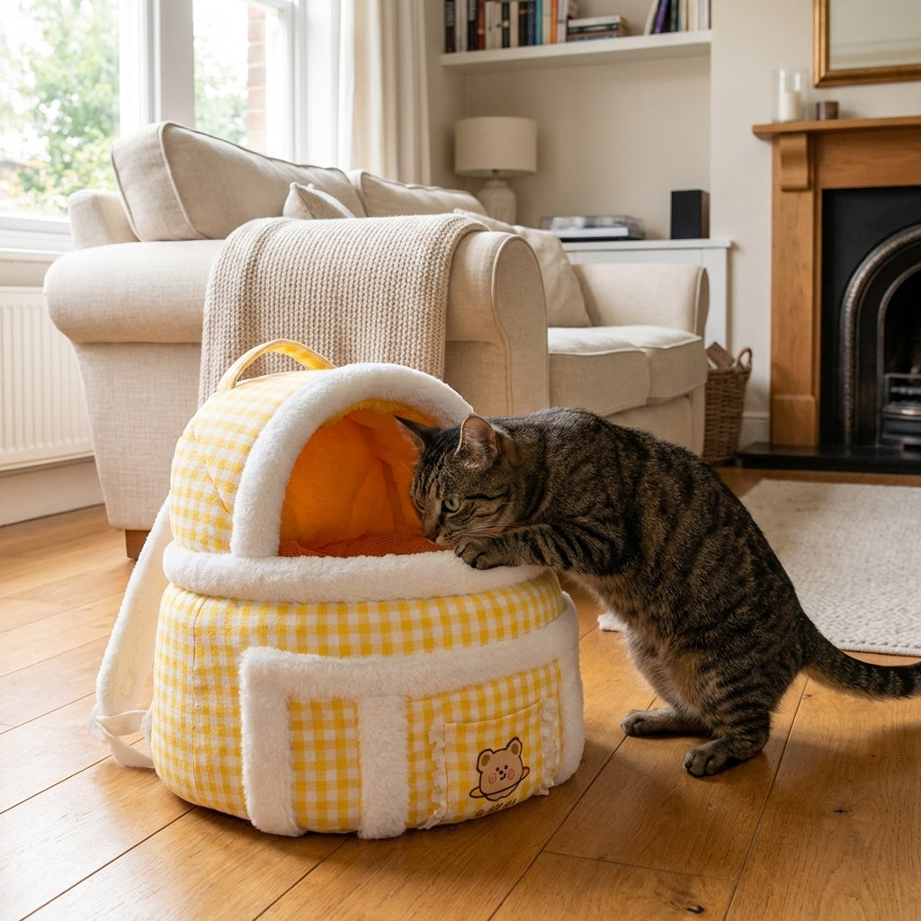 Plush Cat Carrier Bag With Dome Opening And Fleece Lining M And L Sizes | Lersk