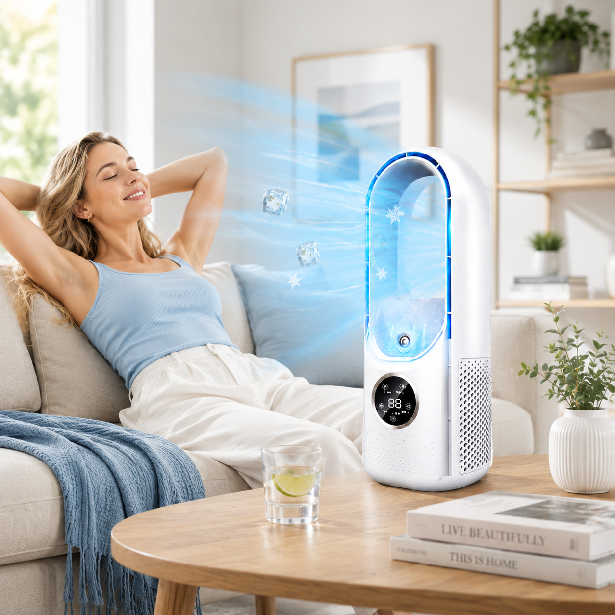 Přenosná klimatizace bezlopatkový stolní chladicí ventilátor | Lersk