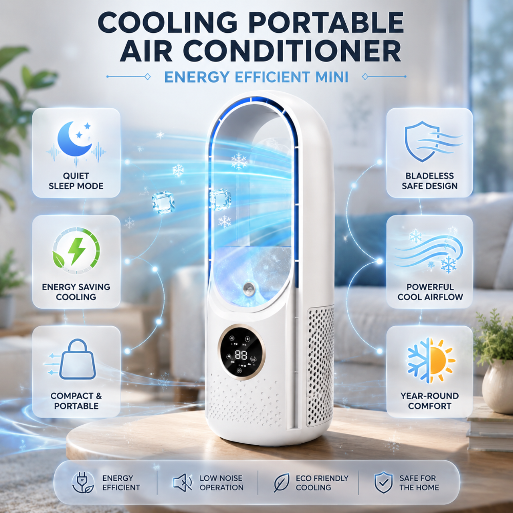 Bærbar Aircondition Mini Bladeless Plast Køleventilator | Lersk