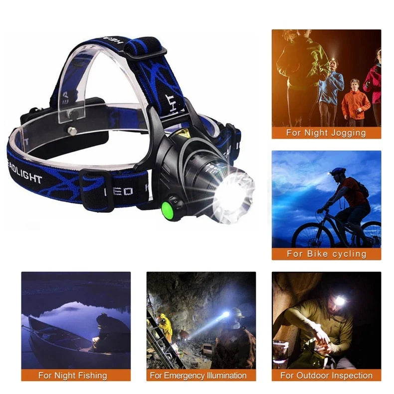 LED Headlamp With Zoom Waterproof Rechargeable Battery For Hikers | Lersk