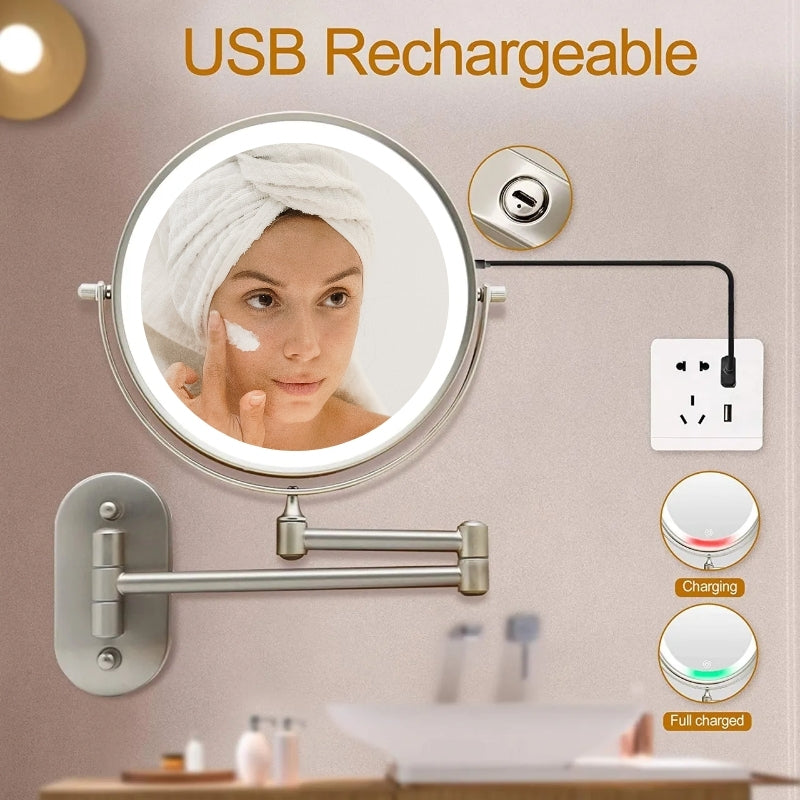 Lumivex Wall Mount LED Magnifying Vanity Mirror With Dual Arm Extendable | Lersk
