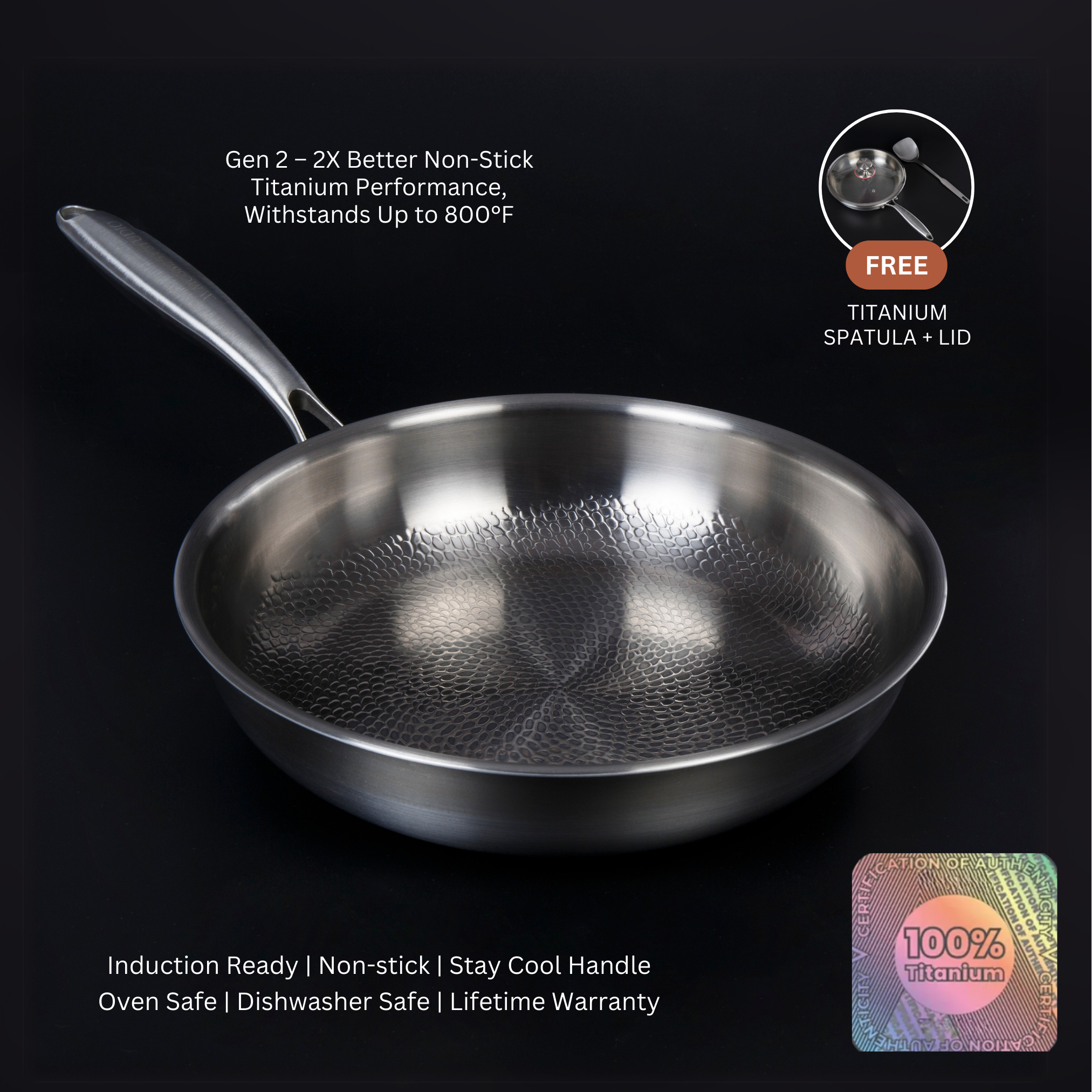 NovaTi Pure Titanium Interior Nonstick Frying Pan No Coatings Safe Cooking | Lersk