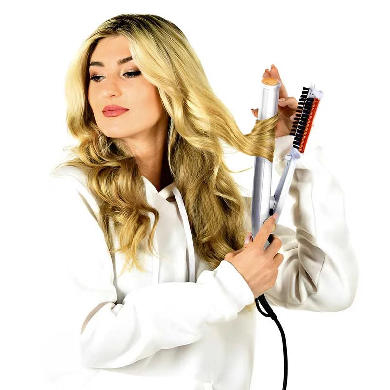 Professional 2 In 1 Rotating Iron Hair Brush For Styling, Straightening And Curling | Lersk