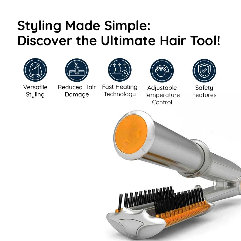 Professional 2 In 1 Rotating Iron Hair Brush For Styling, Straightening And Curling | Lersk