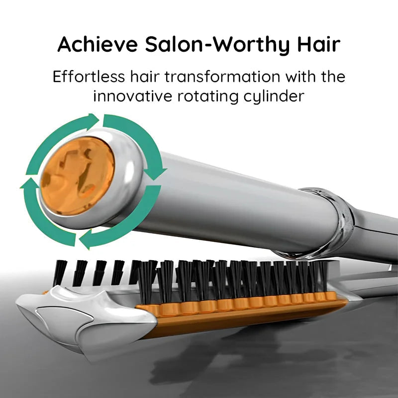 Professional 2 In 1 Rotating Iron Hair Brush For Styling, Straightening And Curling | Lersk