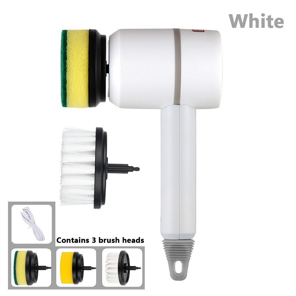 Electric Cleaning Brush USB Rotary Scrubber For Home Use With Interchangeable Heads | Lersk