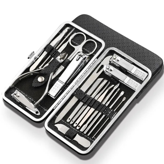 LuxeTools 19-teiliges professionelles Maniküre- und Pediküre-Set aus Edelstahl | Lersk