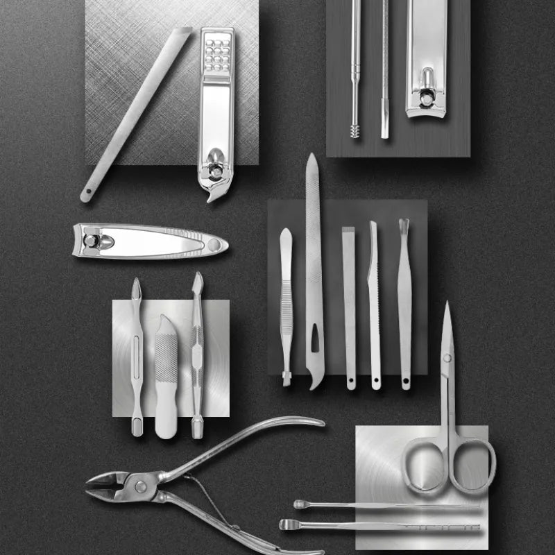 LuxeTools 19-teiliges professionelles Maniküre- und Pediküre-Set aus Edelstahl | Lersk