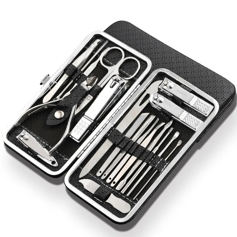 LuxeTools 19-teiliges professionelles Maniküre- und Pediküre-Set aus Edelstahl | Lersk