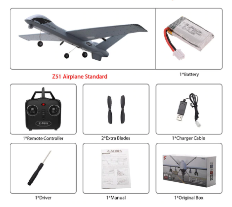 AeroRaptor X51 Fjernstyret Fly med LED og Batteri | Lersk